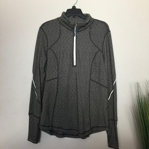 Tangerine Half Zip Striped Pullover Active Top